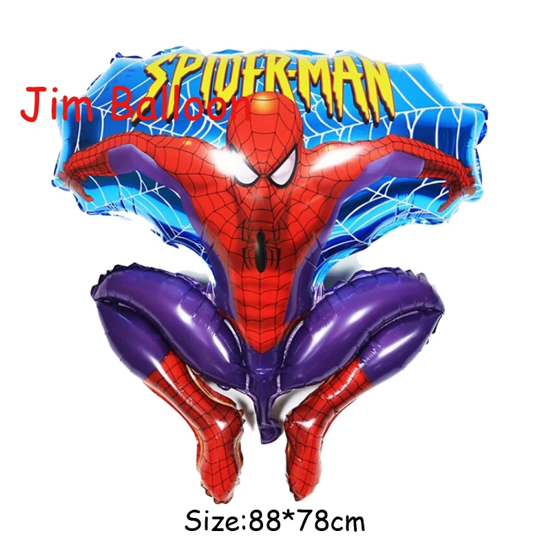 

88*78cm jumbo size spiderman balloons cartoon jump sipderman foil balloons birthday party decorations toys for kids globos