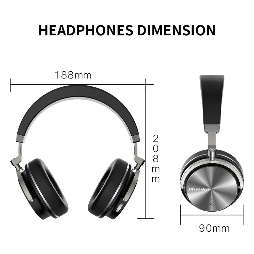 Bluedio T4 active noise cancelling wireless Bluetooth headphones original rotatable headset with microphone for Xiaomi,Samsung