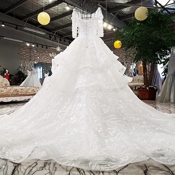 4521 New Half 3 D Flower Lace Up Pakistan Muslim Bridal Dresses Wedding For Girls Wedding