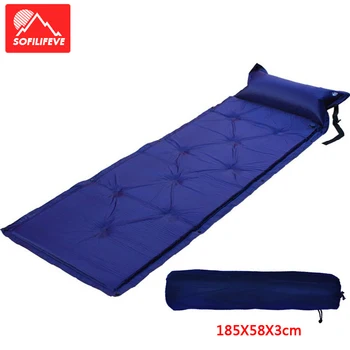 

Outdoor Automatic Inflatable Camping Mat With Pillow Can Be Spliced Outing Picnic tent Moisture-proof Mattress Sleeping Cushion