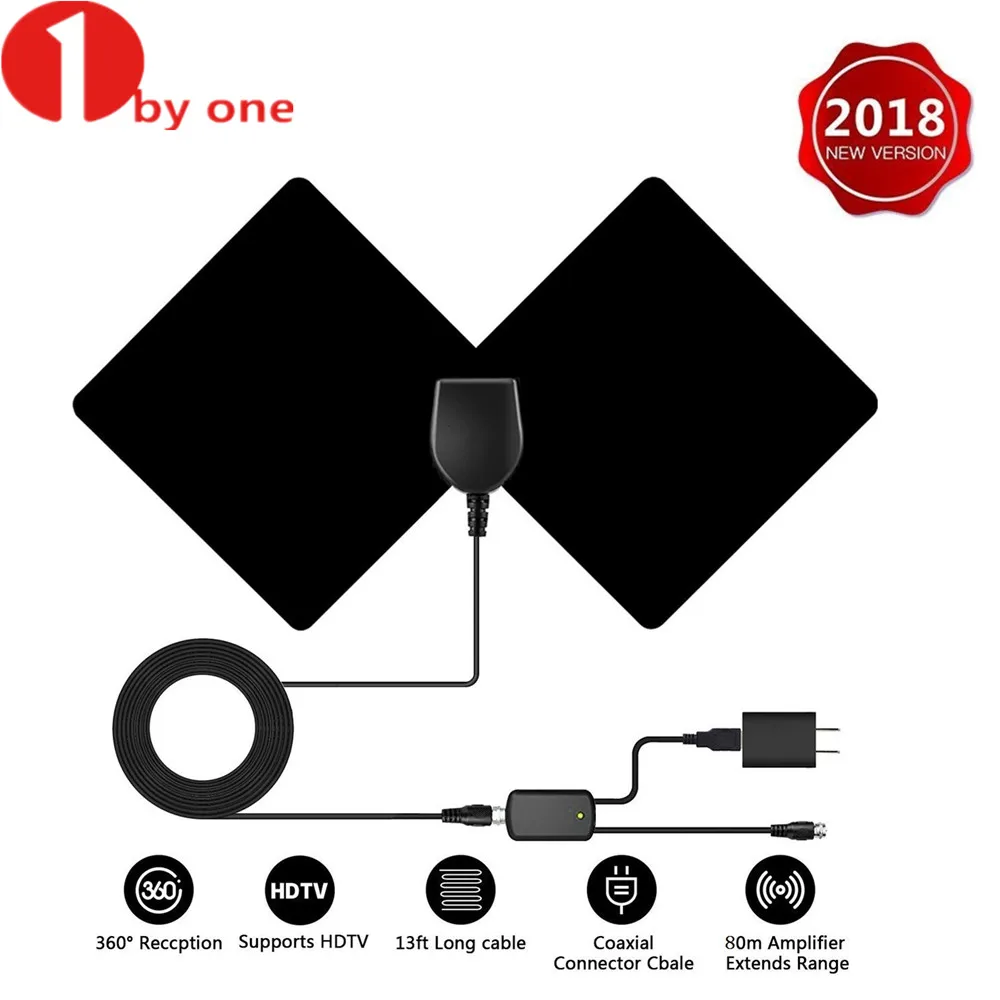 1Byone 50 Mile TV Antenna Digital HD Skywire Antena Digital Indoor HDTV 1080P