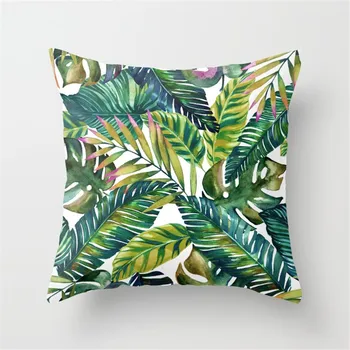 

Tropical Plants Palm Leaf Pillow Cover Home Pink Monstera Plants Leaves Cushion Cover Decoration Pillowcase for Couch Sofa Bed
