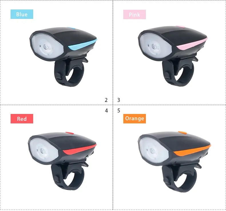 Best Bicycle Headlight + Horn USB Charge Bike Front Handlebar LED Lamp Lantern Electronic Bell Siren Alert Trumpet Audio Warning 4