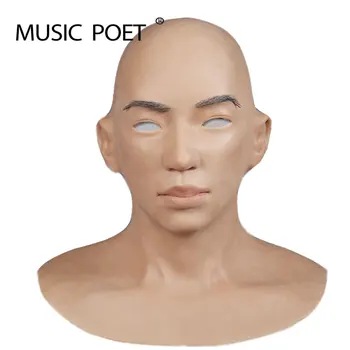 

MUSIC POET Top quality realistic silicone masks, full head mask halloween, mens masquerade masks, human face mask christmas