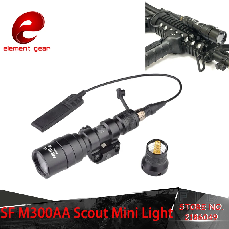 

Element Tactical SF M300AA SCOUT Mini Flashlight Airsoft Weapon Flashlight 200 Lumens Aluminum Gun Torch with Picatinny Mount
