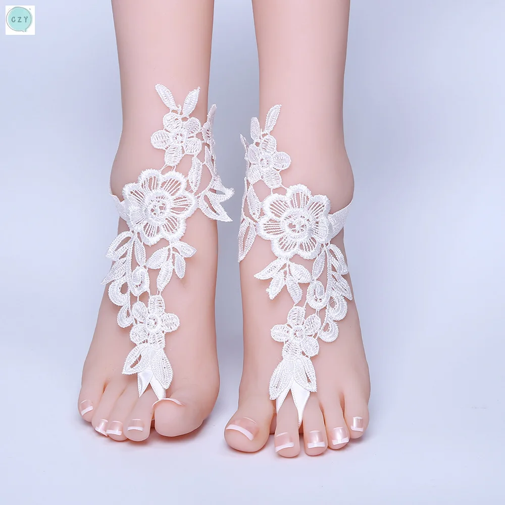 

Bride peony foot ornaments pure whiteclean beach wedding star anklet elastic fingertoe ornaments accessories wedding accessories