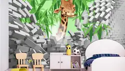Мультфильм Европейский Стиль 3D стереоскопический Жираф 3d обои для детской комнаты нетканые обои фоновое украшение спальни