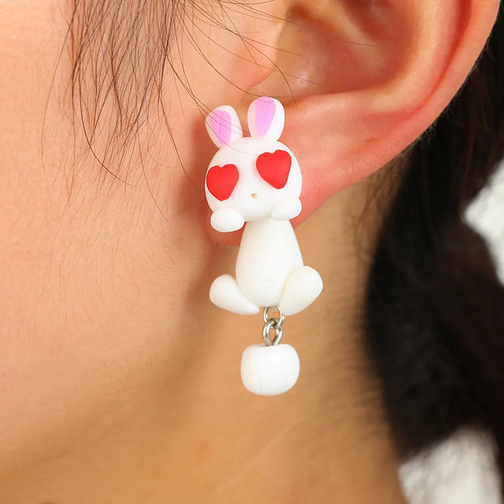 OTOKY Stud Earrings Creative Cute Animal Soft Pottery Earrings Jewelry