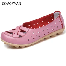 COVOYYAR/; дышащие балетки на плоской подошве; женские лоферы; сезон весна-лето; обувь из натуральной кожи с вырезами; нескользящая Белая обувь; большие размеры; WFS909