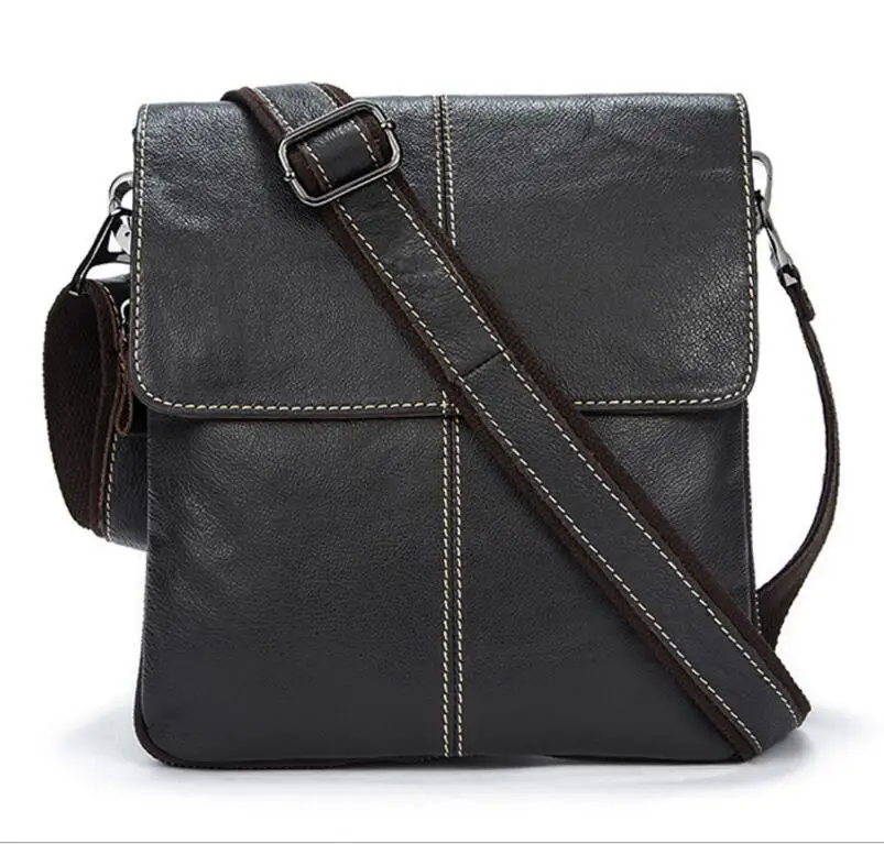 Деловые Сумки из натуральной кожи с клапаном, мужская сумка на плечо, маленькие дорожные сумки через плечо, высококачественные кожаные сумки-мессенджеры для мужчин - Цвет: dark coffee bag