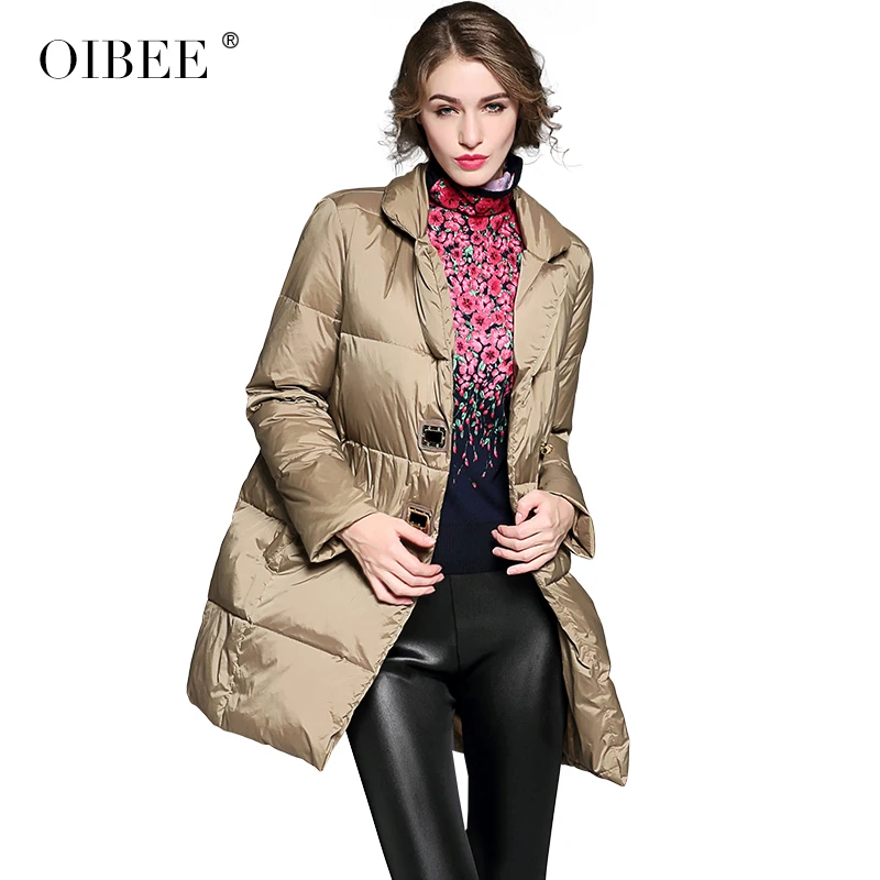 Oibee осенне-зимний женский теплый плотный стеганый костюм с воротником однобортный Повседневный женский пуховик