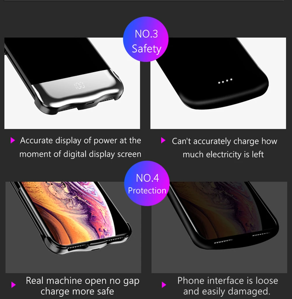 Батарея чехол для iPhone X XS Max XR 5000/8000/6000 мА/ч, Мощность банк заряда чехол для iPhone 6 6s 7 8 плюс Батарея Зарядное устройство Чехол