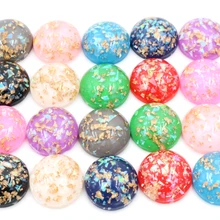 20 мм 10 шт./лот, новые модные разноцветные встроенные кабошоны из металлической фольги с плоской задней поверхностью