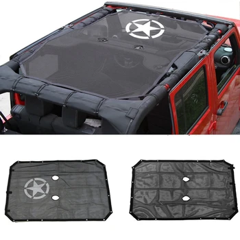 

For Jeep Wrangler Durable Mesh Sun Shade with Storage Pockets Provides UV Protection for Your Top Cover 2/4-Door JKU (2007-2018)