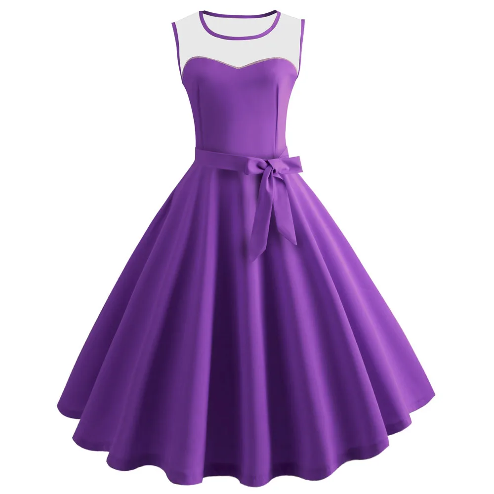 Dresses for Women Bodycon Dresses Vintage Sleeveless Casual Retro Evening Party Prom Swing Dress