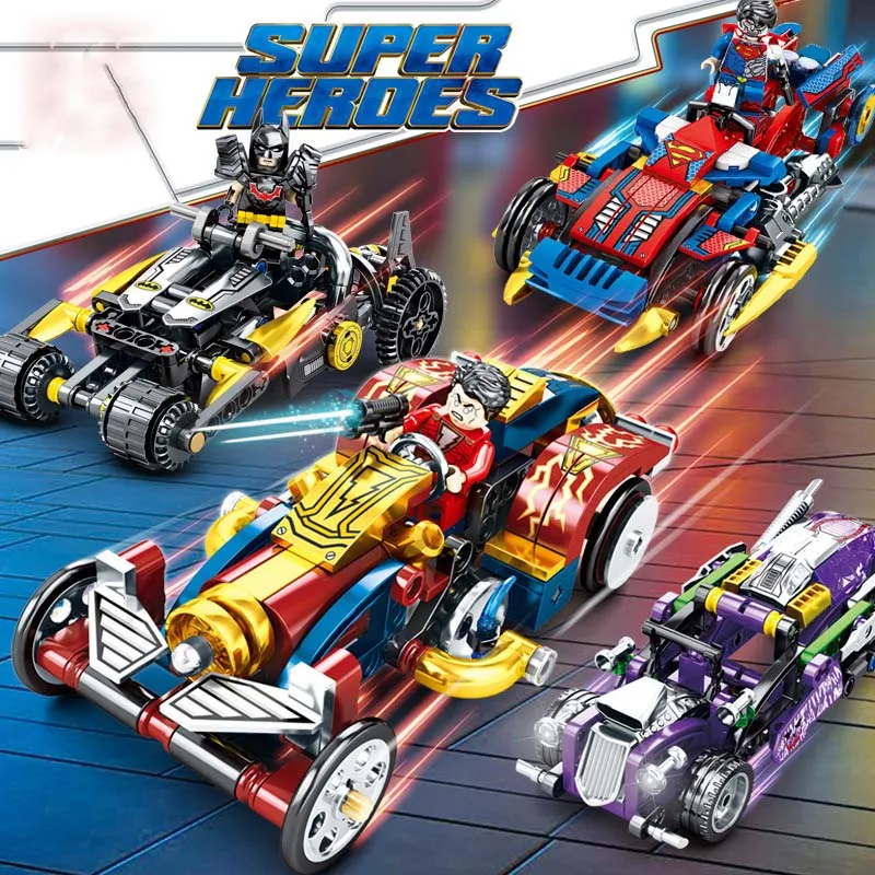 

603pcs Marvel Avengers Super Heroes Batman Captain America Iron Man Clown Super Chariot Building Blocks Toys For children Gifts