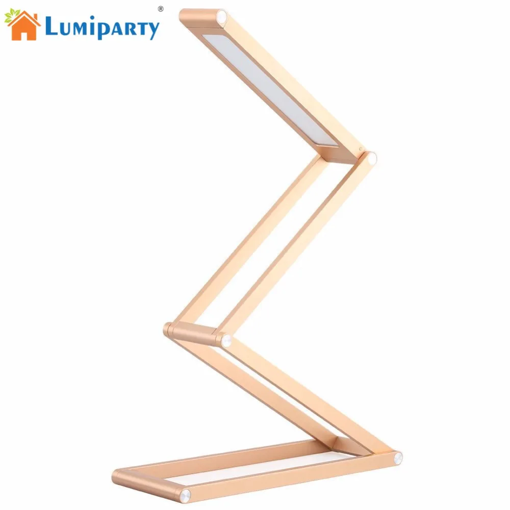 

LumiParty Dimmable LED Desk Lamp Flexible Portable 4-Level Table Lamp USB Charger Multi Shape Foldable Office Reading Light
