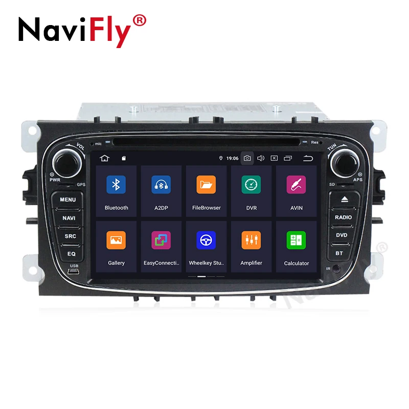Perfect NaviFly 2Din Android9.0 IPS Screen+DSP Car dvd audio multimedia For Ford Focus2 MONDEO/C-MAX with OBD2 Bluetooth TPMS DAB+ 2