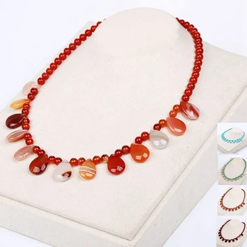 

Natural stone necklace collar Vintage Bijoux Bohemia Healing Crystal Opal Amber mix Pendant Necklaces Women agate Jewelry Gift