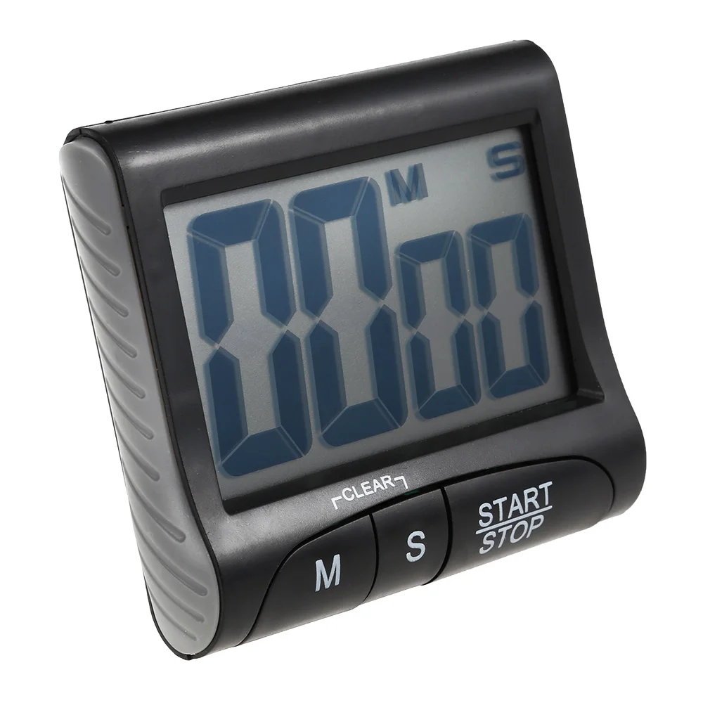 Цифровой кухонный таймер с ЖК-дисплеем будильник приготовления будильник прямого и обратного счета магнитные часы Temporizador Cocina Секундомер с подставкой - Цвет: Black