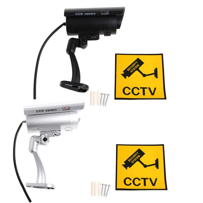 Открытый Крытый поддельные наблюдения муляж системы безопасности камера ночь для видеонаблюдения с светодиодный светильник черный