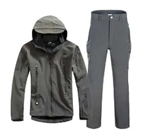 Охотничья Боевая мягкая оболочка SharkSkin Водонепроницаемая толстовка с капюшоном флисовое пальто толстовка тактическая куртка+ штаны Зимняя верхняя одежда TAD Gear - Цвет: GRAY