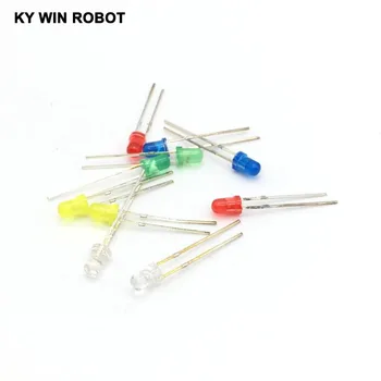 

10Pcs/lot 3MM LED Diode Kit Mixed Color Red Green Yellow Blue White