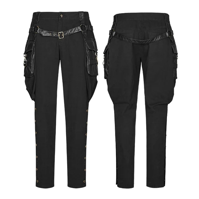 Gothic Brand New Punk Rave Men Black Steam Steampunk Riding Pants Trousers K304