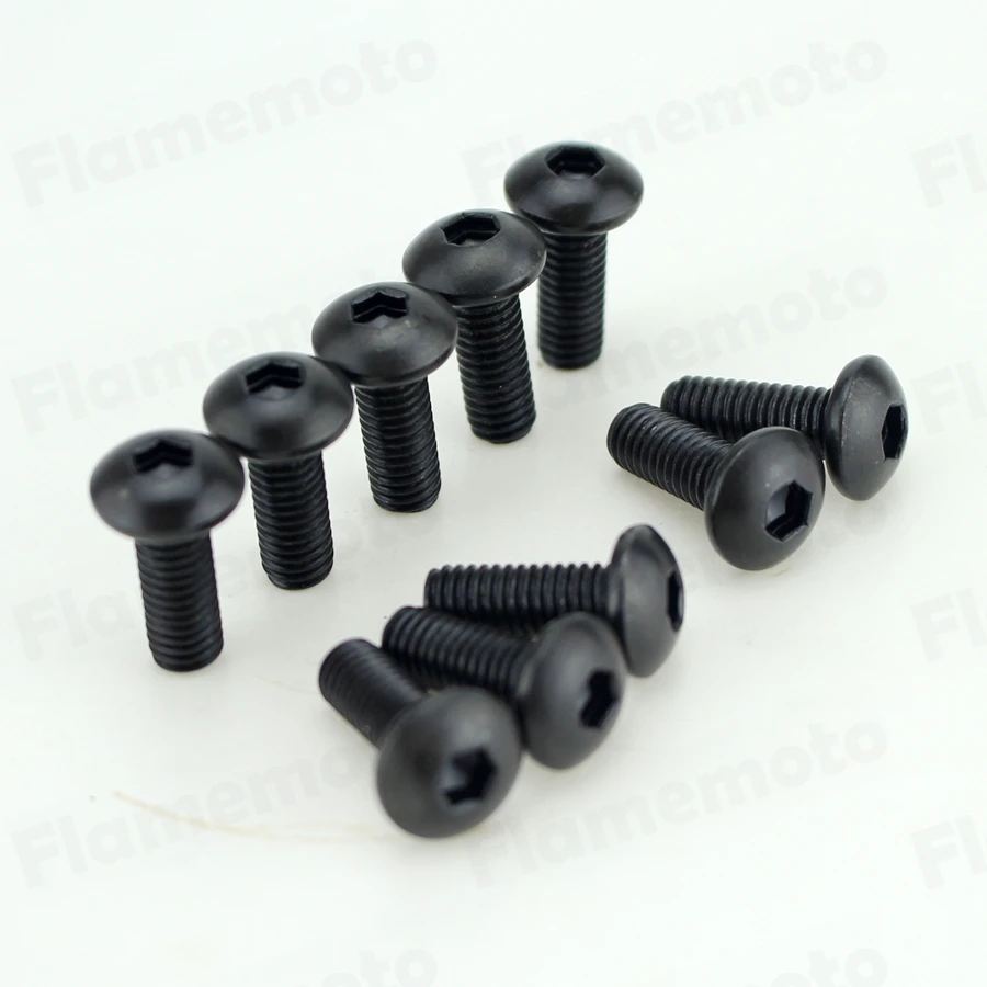 10pcs Motorcycle Bolts Steel Screw Black M6 x 16mmin Nuts & Bolts from