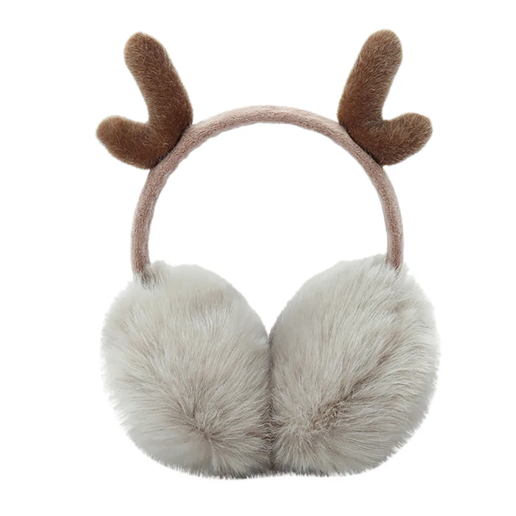 Теплые наушники для женщин и девочек; милые рождественские плюшевые уши оленя; зимние теплые регулируемые наушники; искусственный# Y502