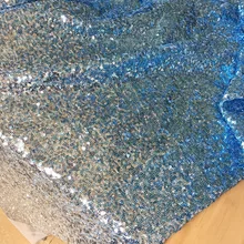 На заказ-5 ярдов Бирюзовая Серебряная градиентная ткань с блестками