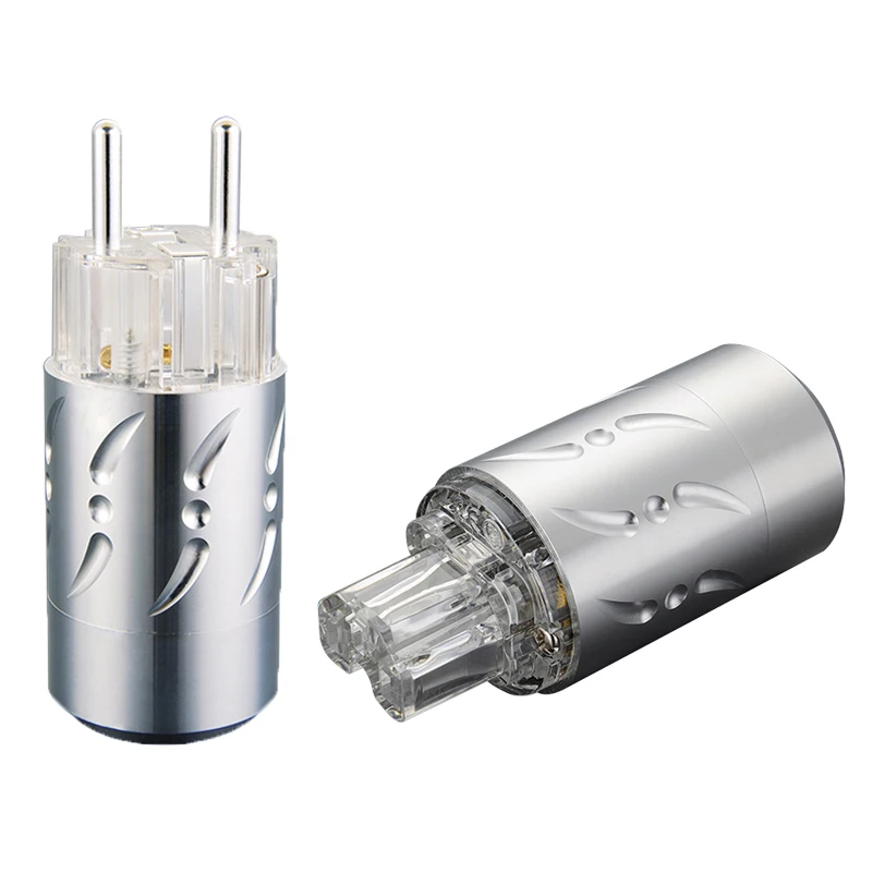 Viborg-투명 알루미늄 합금 VE512S + VF512S 순수 구리 EU 플러그 유형, IEC 암 커넥터가 있는 Schuko 전원 플러그