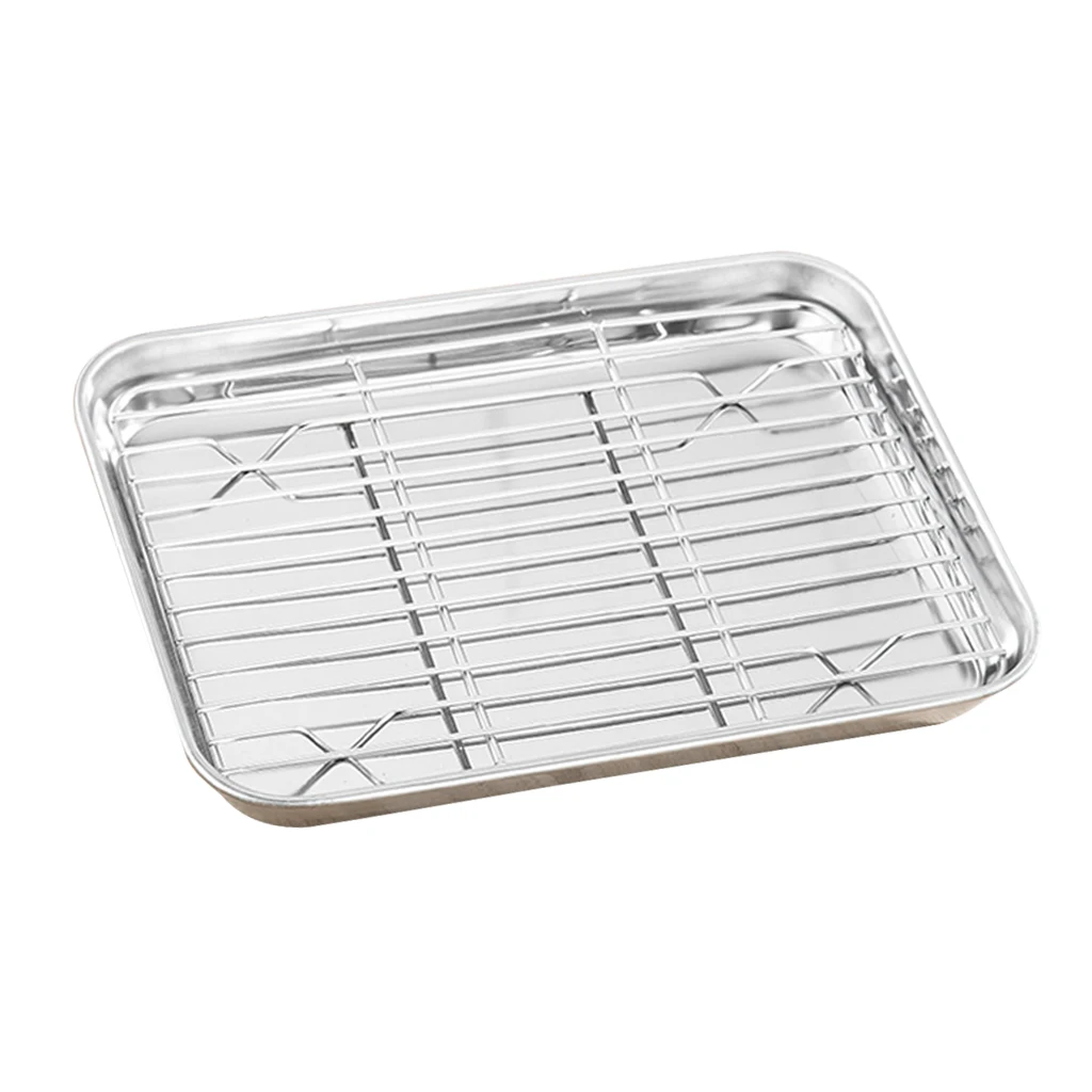 Stainless Steel Baking Tray & Removable Cooling Rack Set