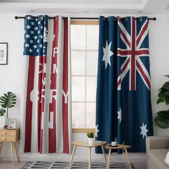 

INS Modern Union Jack America Cartoon Blackout Curtains For Kids Room Printed Curtain For Boys Bedroom Window Treatment Bedroom