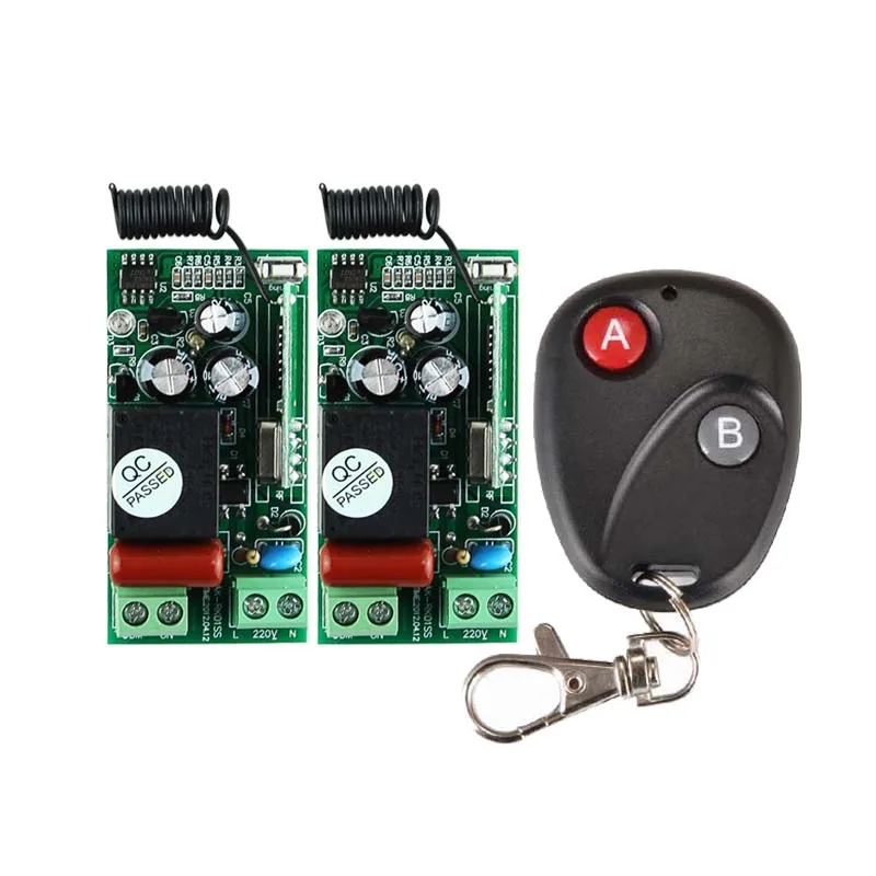 

AC 220V 1CH 10A Wireless Remote Control Lighting Switch 2 Receiver + Transmitter 315mhz 433.92mhz Self-lock Default