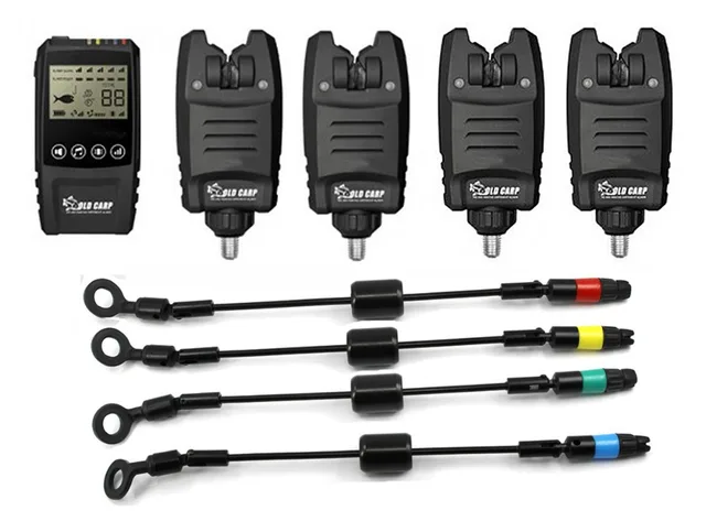 Best price at $105 Cheap 1+4+4 Galaxy BL Multi-LED Wireless Bite Alarm with Black Swingers for Carp Fishing OLDCARP