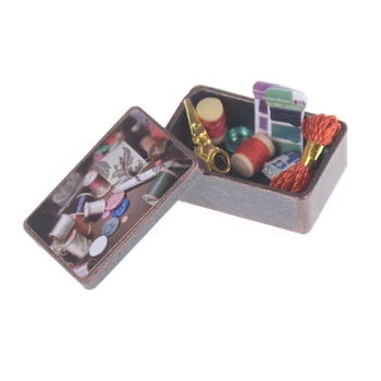 

1:12 Vintage Sewing Needlework Needle Kit Box For Doll Accessories Kids Toy Gifts HomeTool Dollhouse Miniature Decor