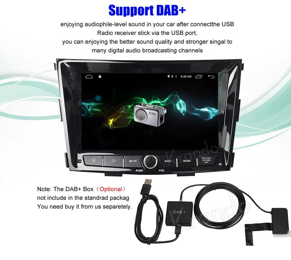 Clearance Krando 8" Android 8.0 car audio radio navigation multimedia system for Ssangyong Tivoli Tivolan 2015+ gps dvd player DAB+ 10