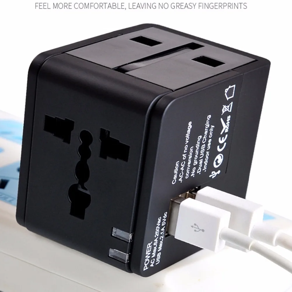 SOONHUA Portable Universal Dual USB Charger Electric Plug Power Socket Travel Adapter LED Power Indicator With CE UL Certified