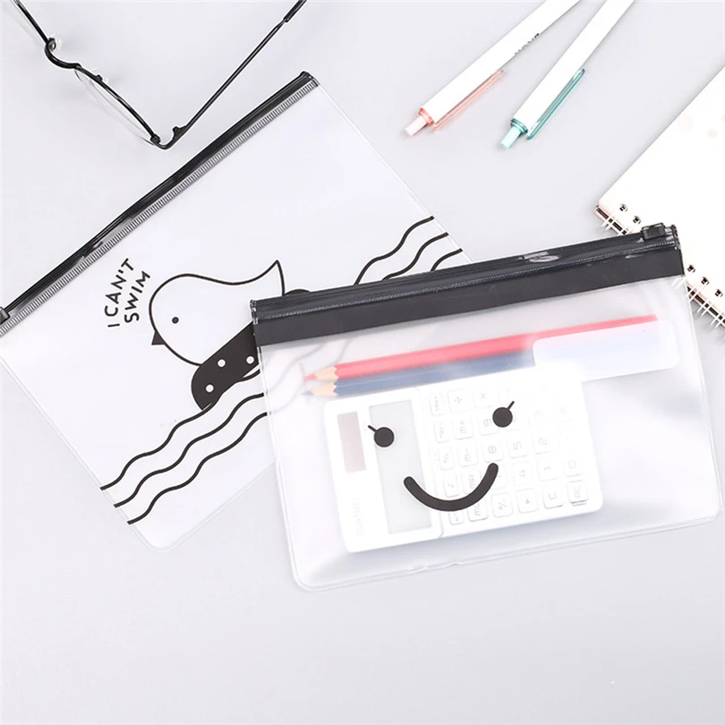 2PCS Creative Transparent Pencil Cases Etui Cute font b Kawai b font Chicken Pen Box File
