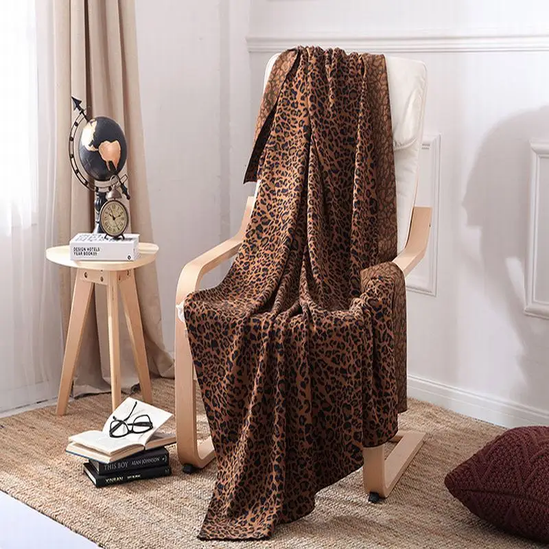 Cotton Spring Autumn A Class Europe American Modern Leopard print Home Travel Airplane Solid Rectangle Knitted Thread Blanket | Дом и сад