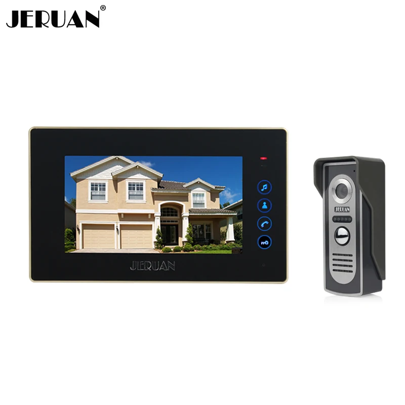 

Wholesale JERUAN Touch Key Video Doorphone Sperakerphone System 1 IR Camera In Stock FREE SHIPPING Intercom