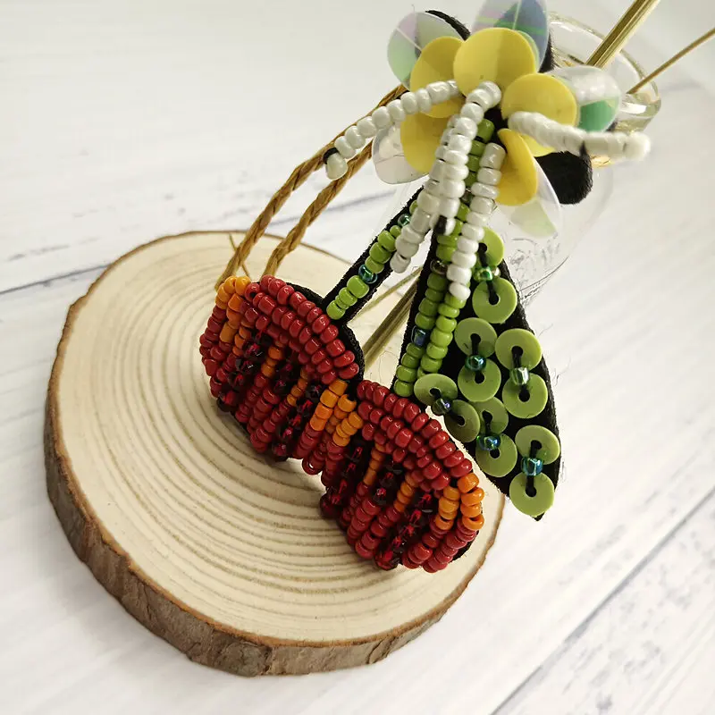 Handmade Beaded Cherry Patches Fruit Patch (5)
