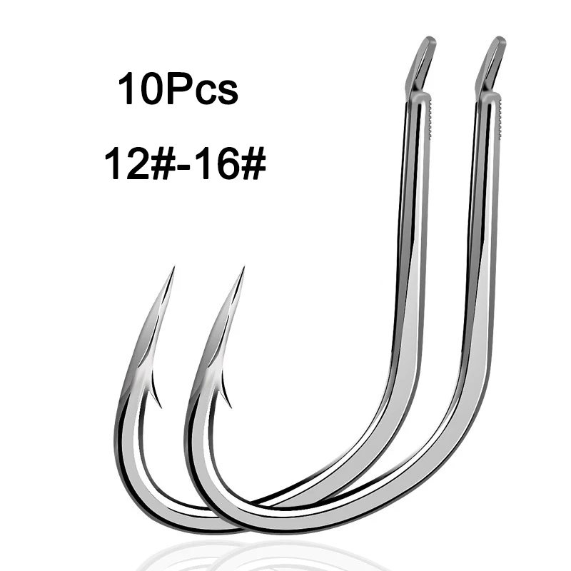 

10Pcs High Carbon Steel Fishing Hook For Big Fish Super Tensile Strength Fishhooks High Quality Flat Head Carp Fishing Hooks