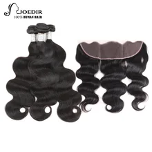 Joedir Pre-colored Remy Malaysian Body Wave Bundles With Frontal Closure 1 Pack Human Hair Weave Bundles 3 Bundles Free Shipping
