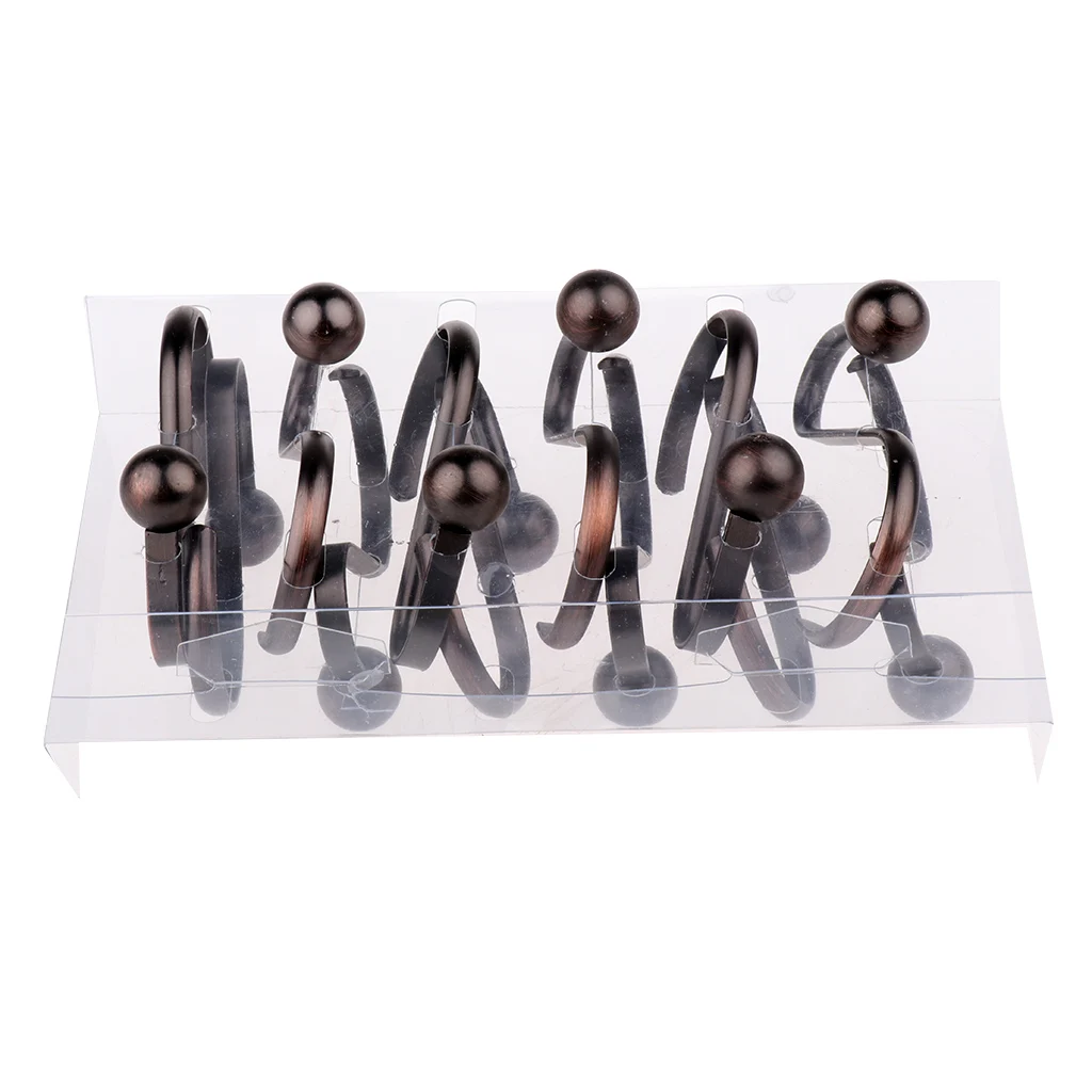 12 Piece Bathroom Iron Spherical Shower Curtain Hook Hanger Holder Bronze Decorative Antique Rack Home Ornaments