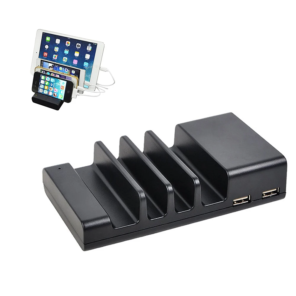 سطح المكتب كسول الهاتف المحمول شاحن قاعدة 4 ميناء USB متعدد المنافذ شحن محطة حامل شاحن لسطح المكتب حوض ل هاتف لوحي