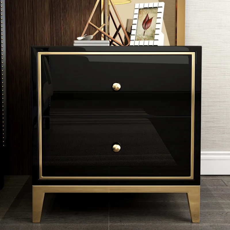 

Nordic metal wrought iron bedside table Floor-standing bedside cabinet modern bedroom simple storage cabinet Small drawer