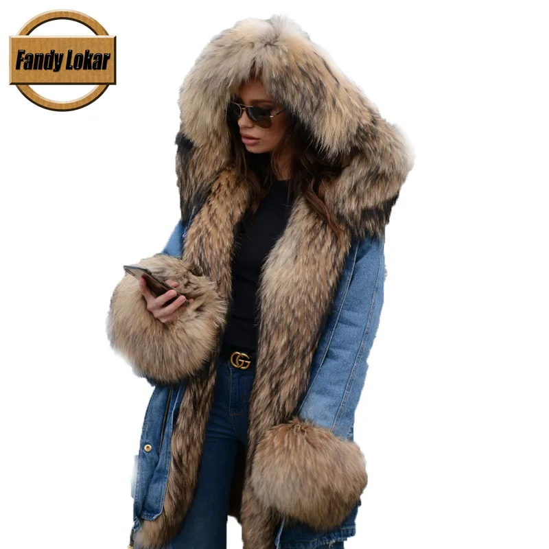 denim jacket with real fur