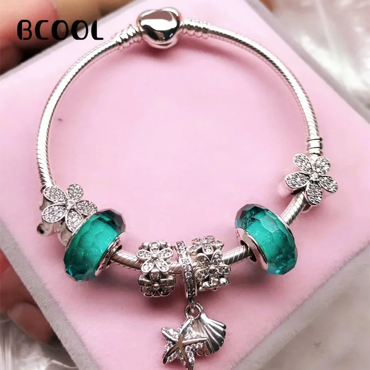 

BCOOL DIY Jewelry Female Charm Fashion Silver 925 Original Bracelet, Beach Shell Crystal Jewelry Bracelet Jewelry Gift